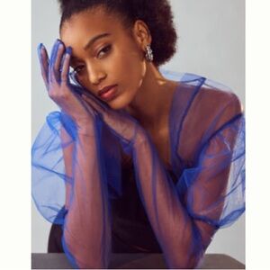 Anthropologie Blue Tulle Gloves shrugh